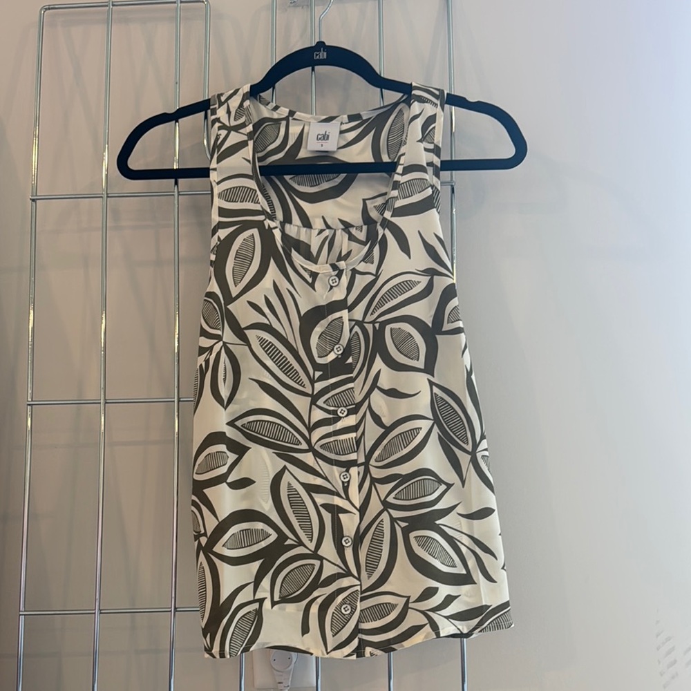 CAbi Sightseeing Top Leaf Print Blouse